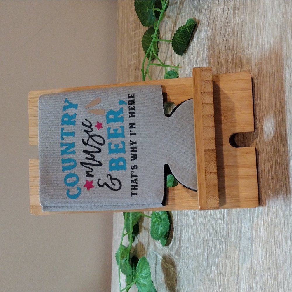 Handmade Gray Humorous Country Music Koozie